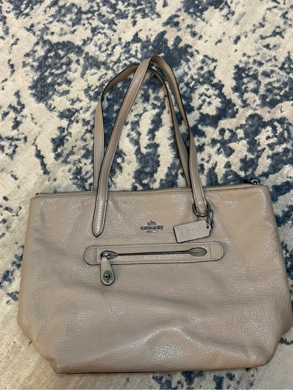 Coach Pebbled Leather Tote in Taupe Gray